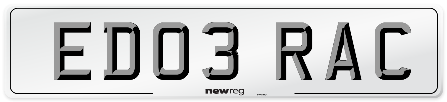 ED03 RAC Number Plate from New Reg